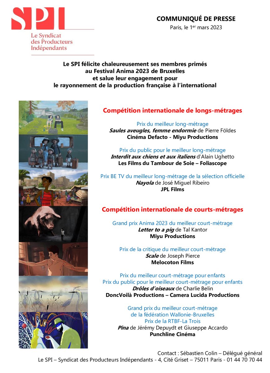🏆Félicitations à nos adhérent.e.s primé.e.s au Festival Anima 2023 de Bruxelles. <a href="/CinemaDefacto/">Cinéma Defacto</a> <a href="/MiyuProductions/">Miyu Productions</a> <a href="/TambourdeSoie/">Tambour de Soie</a> <a href="/Foliascope/">Foliascope</a> <a href="/Jplfilms/">JPL Films</a> <a href="/melocotonfilms/">Melocoton Films</a> @Doncvoila <a href="/_Cameralucida/">Camera lucida</a> <a href="/PUNCHLINECINEMA/">PUNCHLINE CINEMA</a> 👏