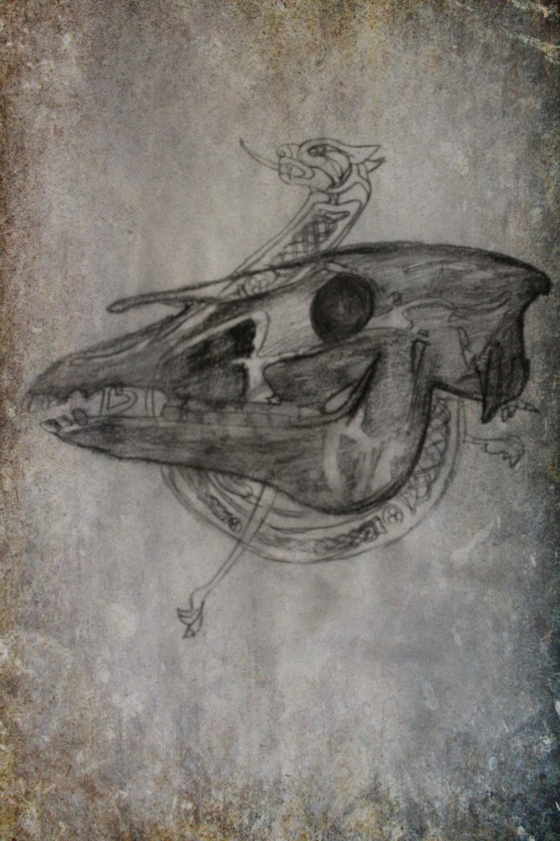 ADT_SRG's tweet photo. If Mari Lwyd Shows Up at Your Door: 
Wel dyma ni’n dwad (Well here we come)
Gy-feillion di-niwad (Innocent friends)
I ofyn am gennad (To ask leave)
I ofyn am gennad (To ask leave)
I ofyn am gennad i ganu (To ask leave to sing)
Year 9 exploring Welsh folk traditions @srgchs https://t.co/CG7UcjYYod
