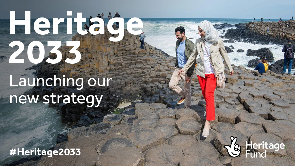 Heritage 2033 Launching our new strategy. People walking at Giant's Causeway.  
