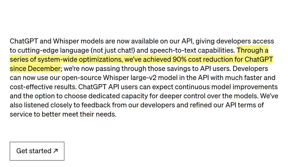 Desde su salida masiva al mundo de #ChatGPT el equipo de <a href="/OpenAI/">OpenAI</a> a logrado reducir costos en un 90% debido a una serie de optimizaciones 🤩

La #AI se está volviendo muy barata y pronto la veremos en cualquier tipo de sistema y servicios 🚀