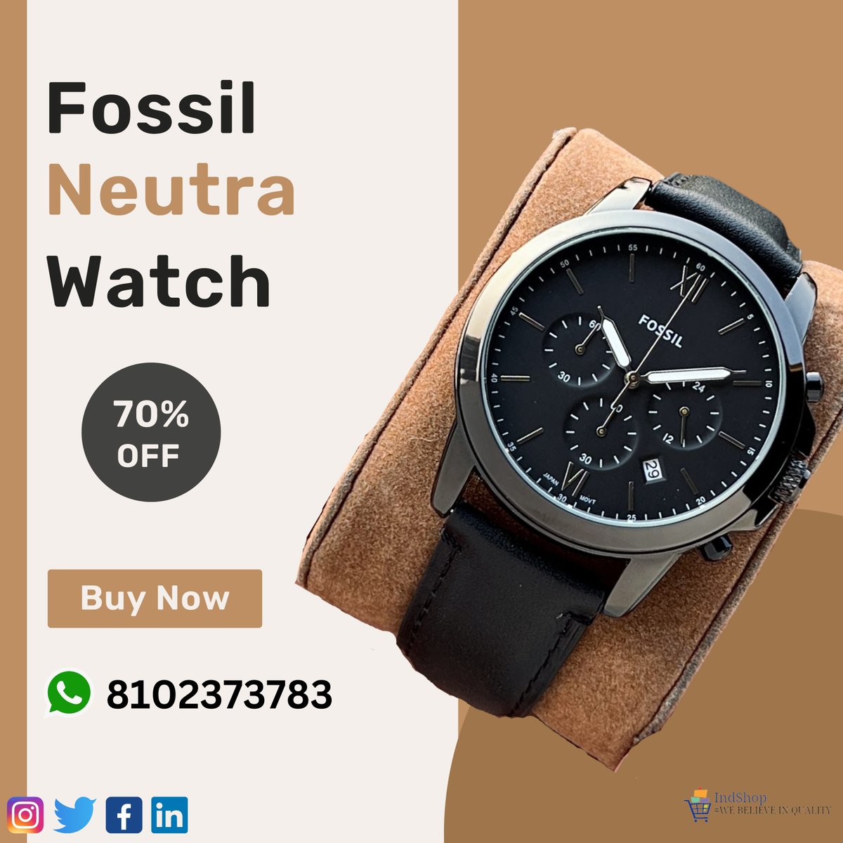 FOSSIL NEUTRA PREMIUM WATCH | FOR MAN | RS- 1999.0 INR ONLY | BUY NOW | IndShop.believe #premiumwatch 

#FossilNeutra #PremiumWatches #ClassicDesign #MensWatches #WomensWatches #WatchOfTheDay #TimelessStyle #WatchAddict #EverydayWatch #MinimalistWatch #FashionWatch