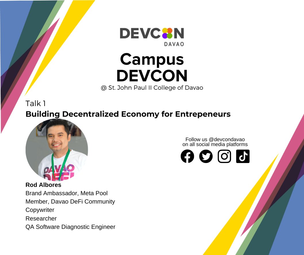DEVCONdavao's tweet photo. Meet our resource persons for the up and coming Campus DEVCON @ St. John Paul II College of Davao
This is brought to you by DEVCON Davao and Sjpiicd WITS together with our community partner Davao DeFi Community 
Like and Follow Us on social media @devcondavao
#syncsupportsucceed https://t.co/B7Xa26FDco