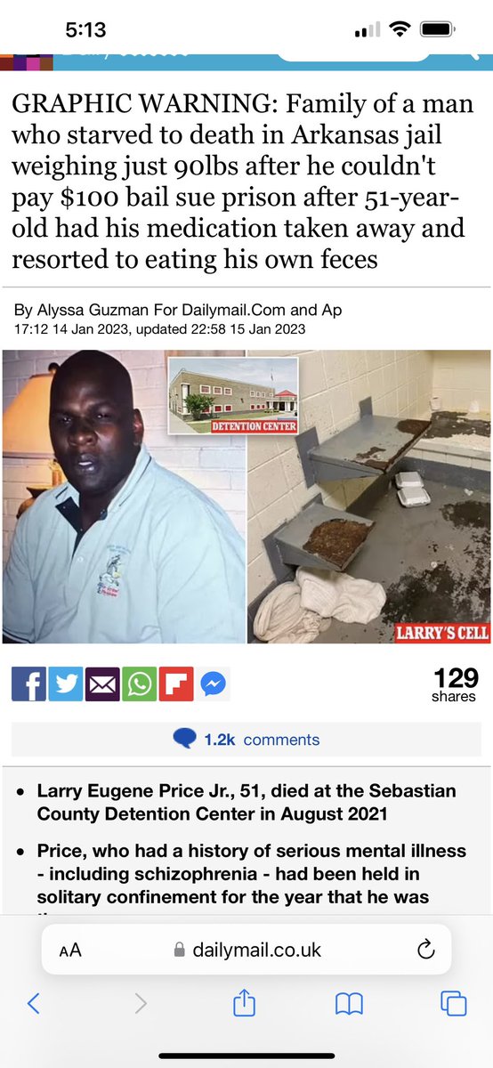 910connect's tweet image. Racist city in Arkansas let’s inmate starve to death and eat his own feces