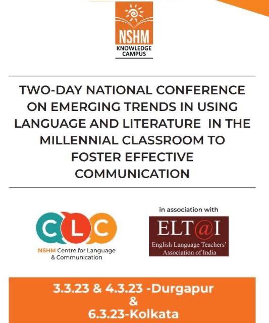 Join us on the 3rd & 4th of March at NSHM Durgapur Campus and on the 6th of March at NSHM Kolkata Campus.

#nshm #conference #conferenceday #communication #language #event #eventday #funevent #march #literature #informativesession #session #expertsession #learning #knowledge