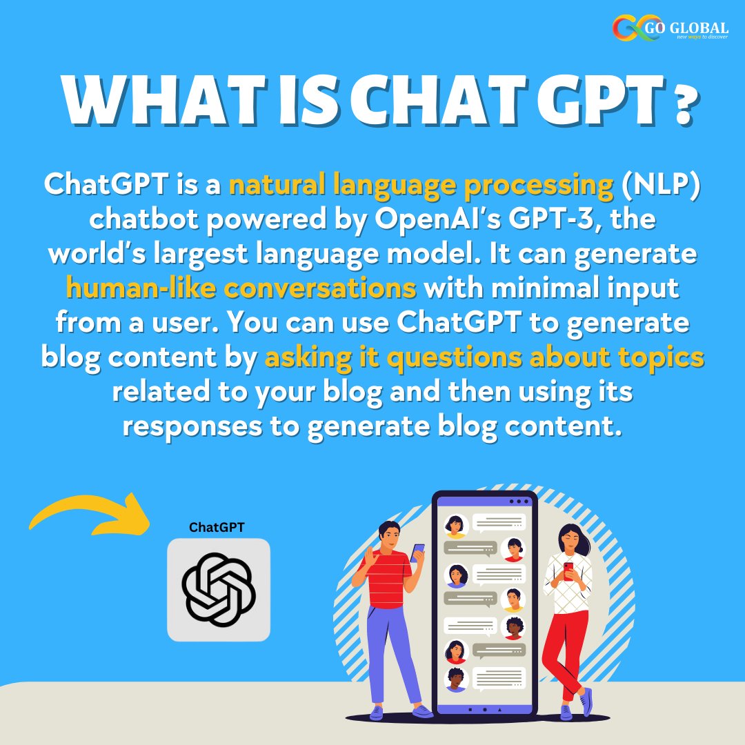 goglobalways's tweet image. ChatGPT Open AI is the revolutionary new artificial intelligence technology that allows you to have conversations with a computer program! Explore more- what is ChatGPT and How we can use it.
buff.ly/3Y7uW2s
#chatGPT #whatischatGPT #howcanuseChatGPT #OpenAI #GoGlobalWays
