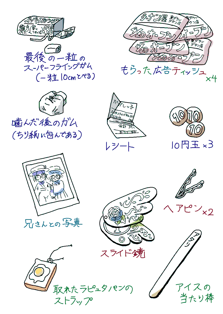 やっぱりこういう小物を並べるのは楽しいので…(色塗りはしたくないけど)
(再掲) 