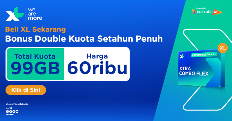 myXL's tweet photo. Beli &amp; aktifkan Kartu Perdana XL Xtra Combo Flex untuk dapatkan Bonus Double Kuota Setahun Penuh! Pindah ke XL Sekarang, Jaringan Seluler Tercepat di Indonesia. #DoubleKuotaXL.