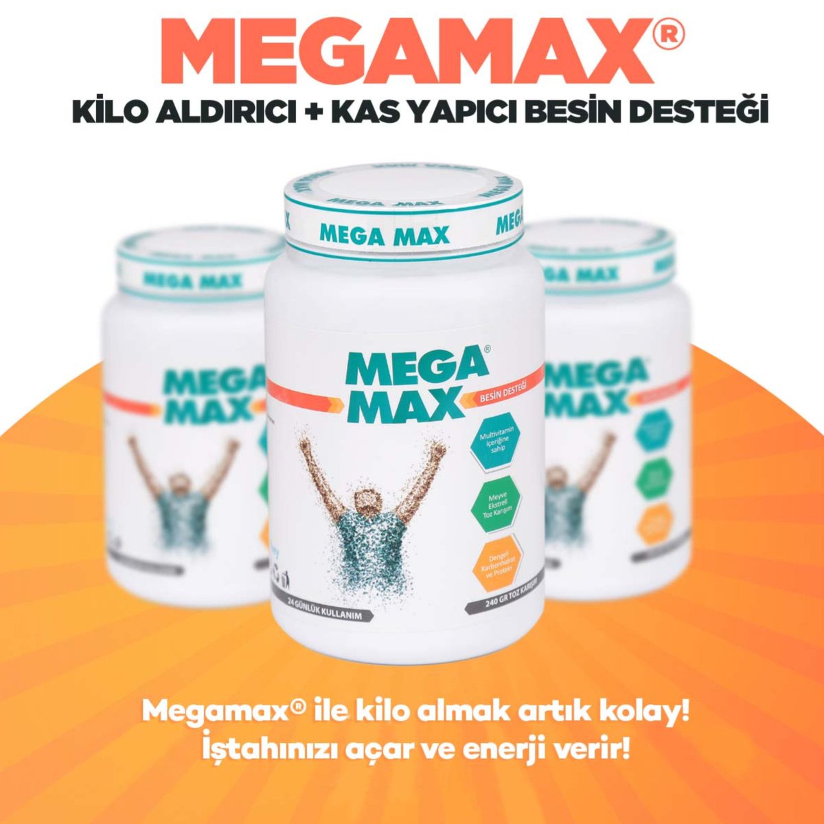 Megamax 8 yılda binlerce memnun müşteri sonuç odaklı iştah açar kilo aldırır kilolarınızı kasa çevirmenize yardımcı olur günlük kalori ihtiyacınızın tamamını karşılar. Artık öğün atlama derdi olmayacak yanınız da Megamax var. Megamax güçlendirilmiş formülü ile sizler için hazır