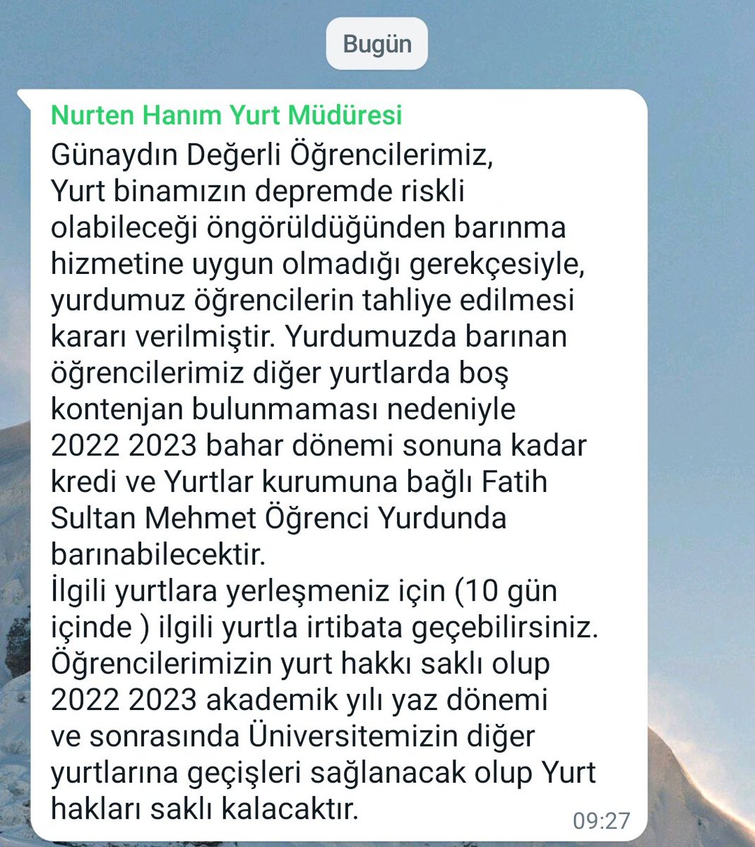ya ben gerçekten zorla yaşıyorum DÖNEM ORTASINDA öteki yurtlarda hibrite gelmeyen öğrencilerin yerine yerleştirmek yerine nasıl kapının önüne koyup fatihe gönderebilirsiniz bizi <a href="/itu1773/">İTÜ - İstanbul Teknik Üniversitesi</a> hocam hastayken rahatsız etmek istemem ama  gerçekten çok mağduruz <a href="/ProfDrKoyuncu/">Prof. Dr. İsmail Koyuncu</a>