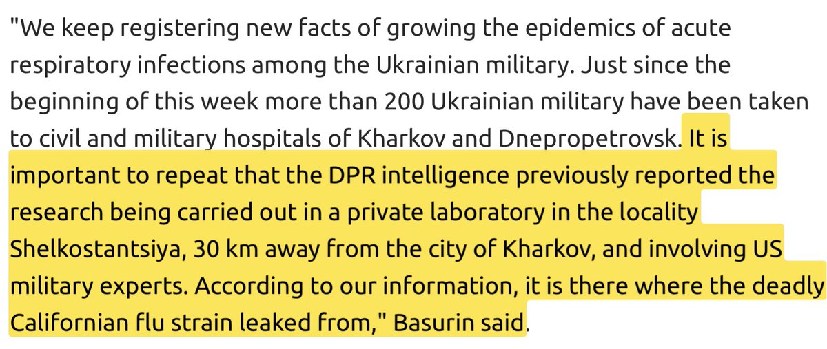 22/1/16 - terug naar het bericht over het lab incident in de Oekraïne. Het laboratorium bevindt zich in de buurt van de stad Kharkov op een basis voor Amerikaanse militaire experts. Zou het hier gaan over een laboratorium van #Metabiota #HunterBiden? archive.ph/2018.04.18-052…