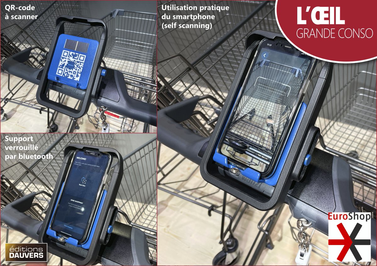 a aussi vu... l'utilisation du smartphone comme caméra de reconnaissance des articles mis dans le panier (Wanzl).