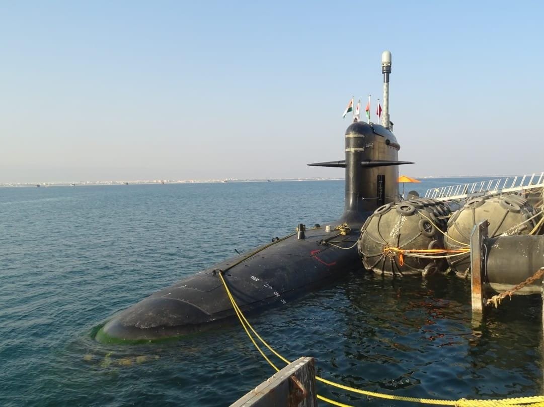 DefenceDecode's tweet photo. Indian Navy's Kalvari Class submarine #INSVela entered Port Salalah, Oman on 28th Feb for an operational turnaround. 
Indian Navy actively deploys its assets to enhance security in the IOR and engages closely with all maritime neighbours for this purpose. https://t.co/iLD5FbyCCv