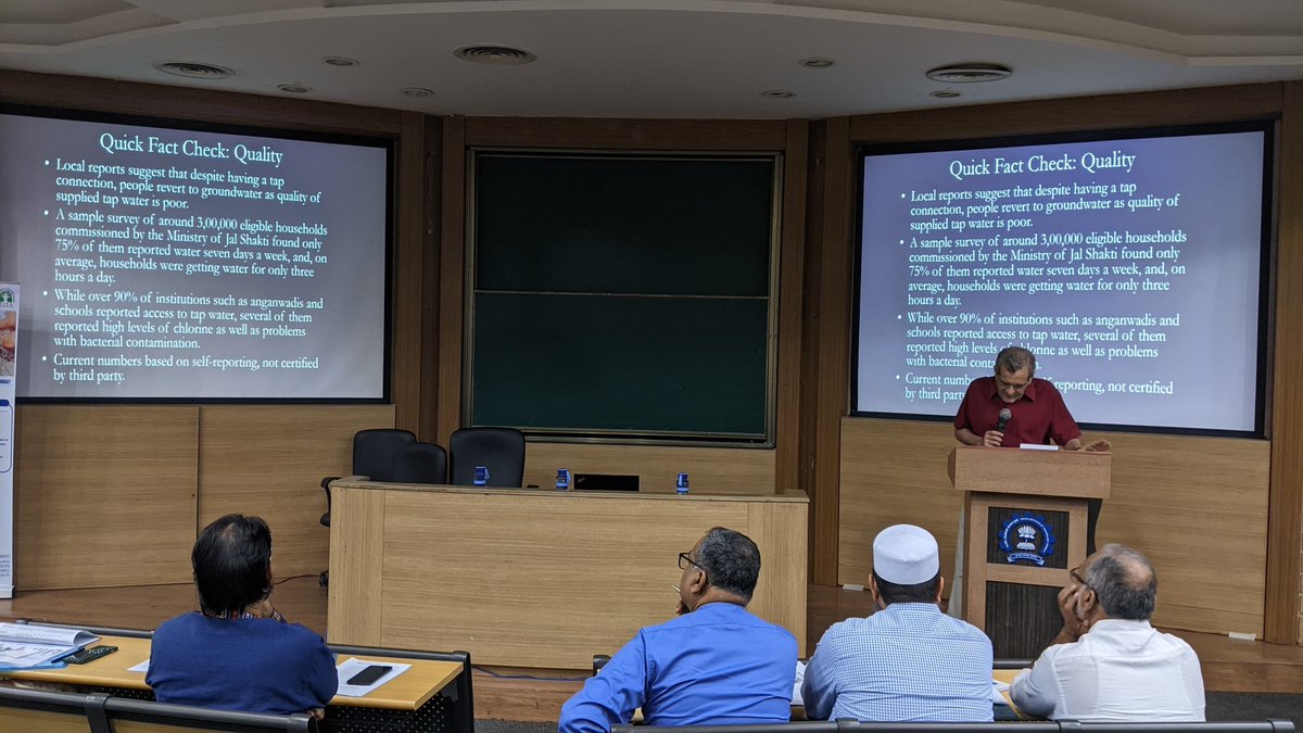 Dr Mihir Shah, distinguished visiting faculty at ADCPS, inaugurated the first session Policy Dialogue on emerging Issues in Rural drinking water governance.
#IITBombay #ADCPS #TISSMumbai #PolicyDialogue #NJJM #WaterPolicy #Governance