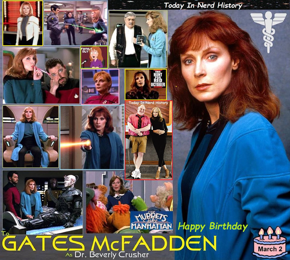 Happy birthday Gates McFadden, born March 2, 1949
#gatesmcfadden #startrek #StarTrekthenextgeneration #doctorcrusher #thehuntforredoctober #Labyrinth #thedarkcrystal #TheMuppetsTakeManhattan  #FranklinandBash #march2 #birthday #TodayInNerdHistory
More Info
facebook.com/photo/?fbid=50…