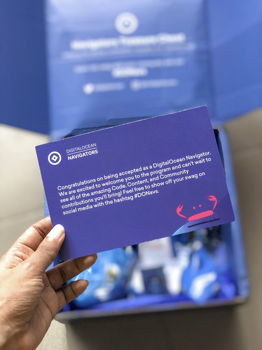 Sewvandiii's tweet photo. Thank you @digitalocean for sending these Navigators goodies. ๐ฆ
#DONavs
#DigitalOcean https://t.co/hTLOYAMWwz