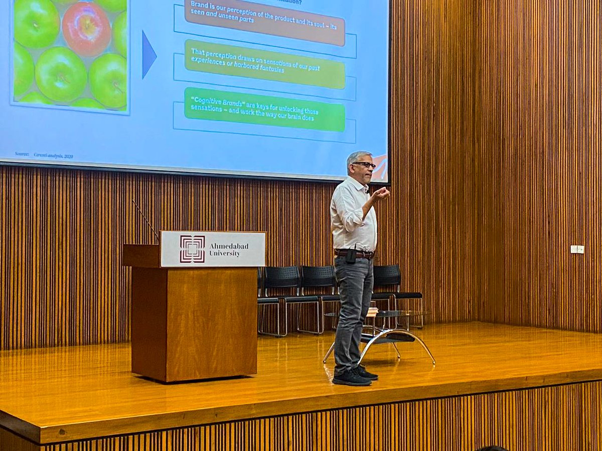 AMSOM_Ahmedabad's tweet photo. “Your brand is what peoples' brains make of it.”Mr Sandeep Dayal, MD and EVP at Cerenti #Marketing Group, LLC laid out an entirely new approach, called Cognitive #branding while addressing #Students and #faculty as part of the #Leadership Series organised by #AMSOM. https://t.co/ceWQSAaGbK