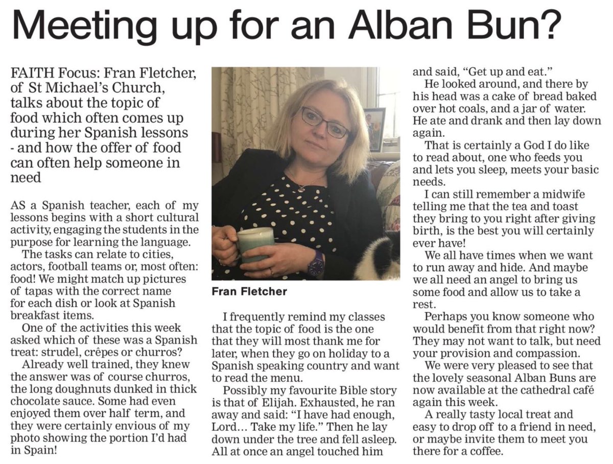 PeterCrumpler's tweet image. Why not meet up for an Albans Bun, suggests Fran Fletcher of St Michael’s, #StAlbans in today’s ⁦@hertsad⁩ #FaithFocus ⁦@StAlbansCath⁩ ⁦@diostalbans⁩