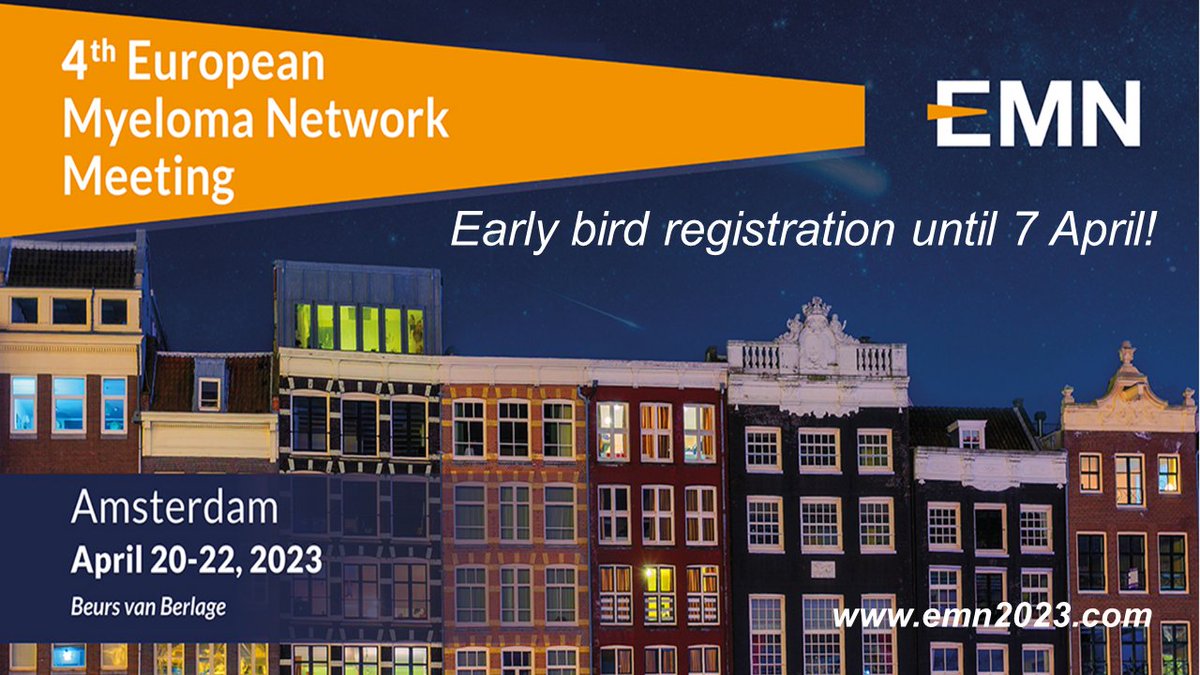 EMN (@emn_eummnet) on Twitter photo The #EMN2023 conference is coming soon! We can’t wait to welcome you in beautiful #Amsterdam, 20-22 April. Join lively debates with #myeloma experts from all over the world and don’t miss our session with #EHA on Saturday 22 April! emn2023.com
<a href="/EHA_Hematology/">European Hematology Association</a> The #EMN2023 conference is coming soon! We can’t wait to welcome you in beautiful #Amsterdam, 20-22 April. Join lively debates with #myeloma experts from all over the world and don’t miss our session with #EHA on Saturday 22 April! emn2023.com
<a href="/EHA_Hematology/">European Hematology Association</a>