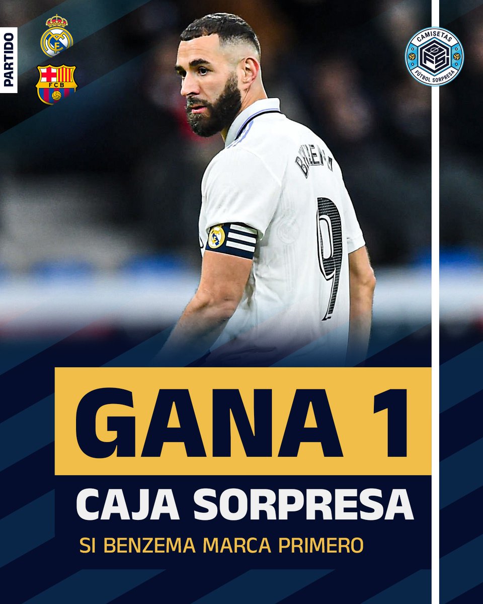 cfutbolsorpresa's tweet photo. Si Karim Benzema 🇫🇷 marca PRIMERO ante el Barcelona, sortearemos una caja sorpresa de https://t.co/JB5jNizDZn 🎁

¿Cómo participar? 👇

🤝 Síguenos
🔁 Retweet este tweet
❤️ Like el tweet

Seleccionaremos el ganador en el día de mañana 📅

¡Buena suerte! ☘️ https://t.co/nmgEtrmGHv