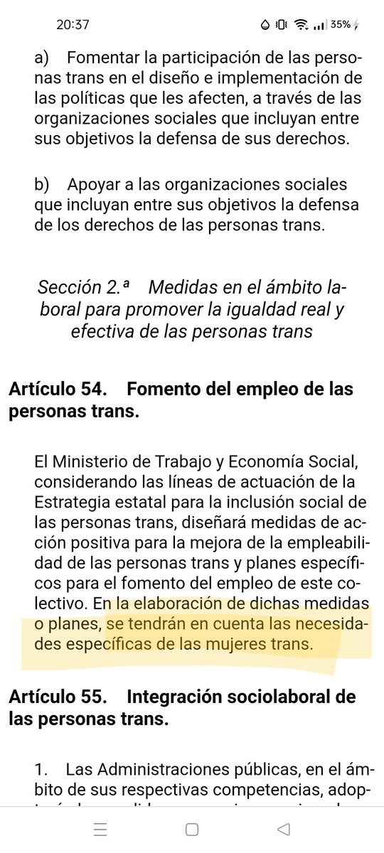 Das spanische Ley Trans wurde gestern im Amtsblatt (BOE) veröffentlicht.
Es enthält Förderungen für den Arbeitsmarkt.
'Es wird die Bedürfnisse von Transfrauen berücksichtigt'.
Das heißt Männer. 
Frauen (Transmänner) werden also nicht gefördert.
#Selbstbestimmungsgesetz