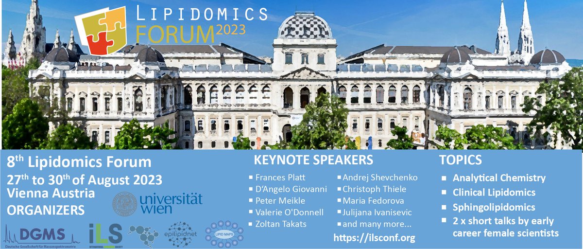 DeniseWolrab's tweet photo. Lipidomics enthusiasts, the registration for the 8th Lipidomics Forum in Vienna is open now! Interesting and inspiring keynote speakers will set the scene for an exciting conference. Please join to make the event unique and unforgettable!
https://t.co/qvcB9vijEM , @___iLS____ https://t.co/mdaTTBwdMY