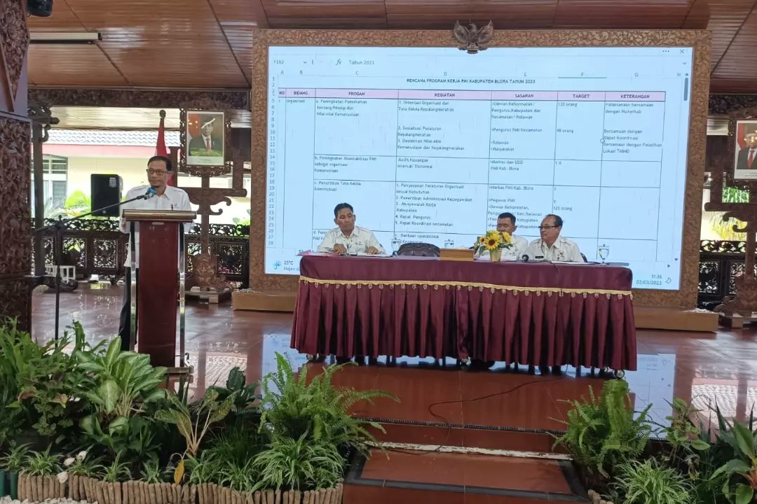 BloraPmi's tweet photo. Kamis,2 Maret 2023.  Pembukaan  Musyawarah Kerja Palang Merah Indonesia Kabupaten Blora di buka oleh Bupati Blora H. Arief Rohman, S.IP., https://t.co/Z0gyvz8Qia. dan rangkai dengan Orientasi Organisasi oleh Ketua PMI Provinsi Jateng Bpk Sarwa Pramana,S.H.,https://t.co/Z0gyvz8Qia https://t.co/iVgd9B5Xoc