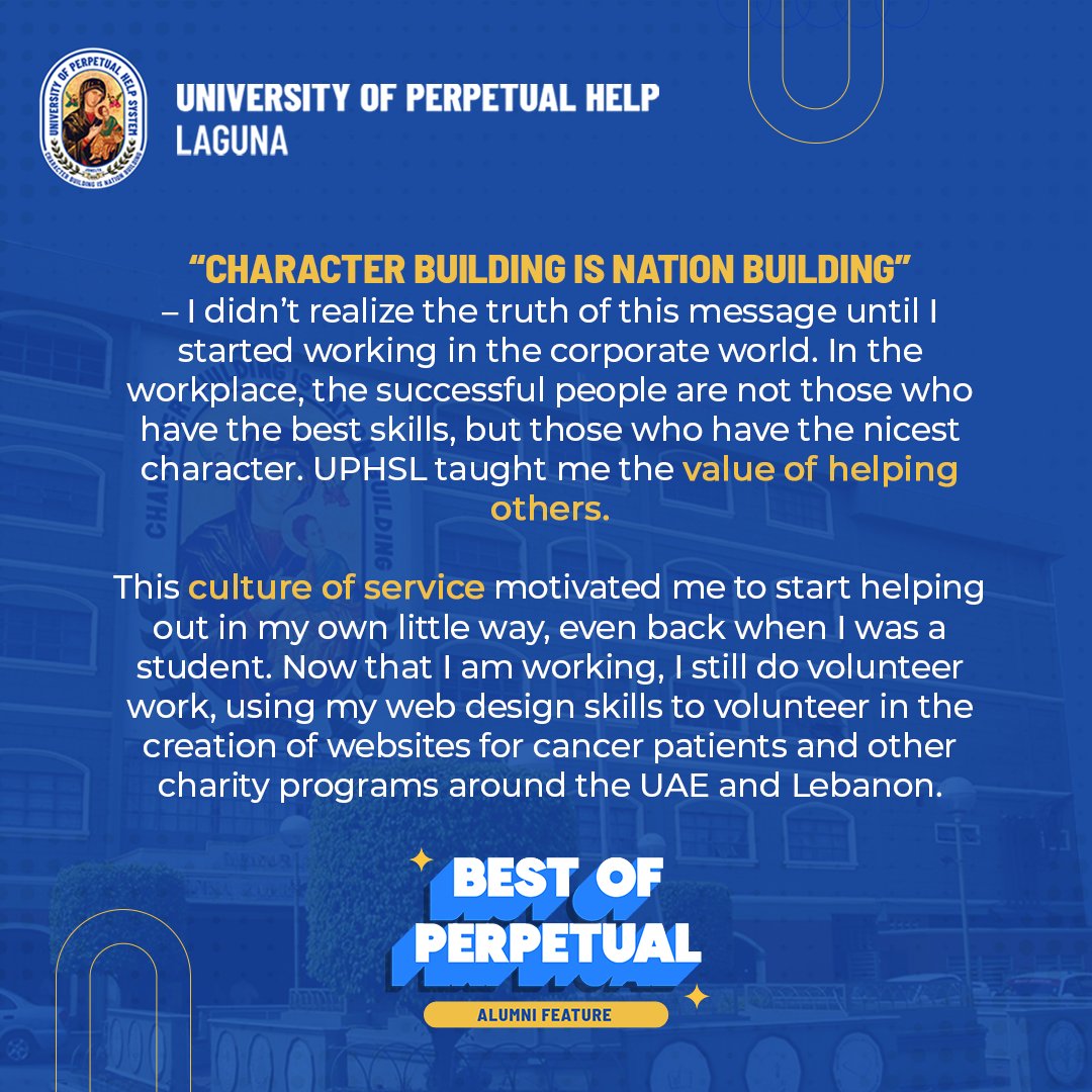 BestofPerpetual feature. This time, we're putting the spotlight on Mr.  Lionel Gonzaga. As a Computer Science graduate from the University of Perpetual  Help Laguna, he has achieved great success as a Digital, image size:1080x1080