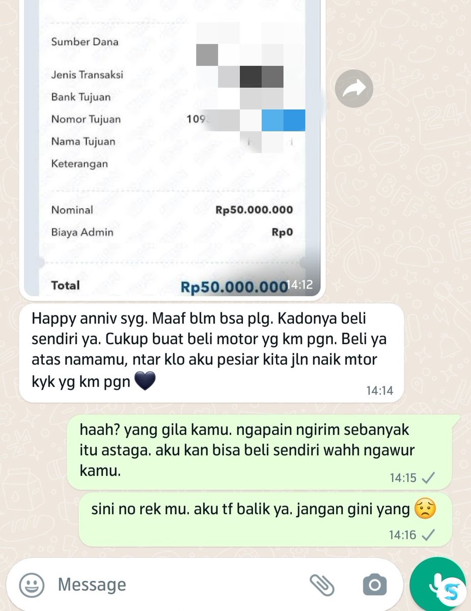 sbyfess's tweet image. -rek, pacarku sering bgt random tiba² tf begini. pacaran udah  4thn ktemunya blm sampe 10x karna dia pelayaran. dulu nitip tf buat mnta tlg aku kasih ke ibunya, ibunya sdh sepuh ga ngerti ambil duit di atm. dan skg ibunya sudah meninggal, jdi random tiap sebulan 2-3  (cont..)