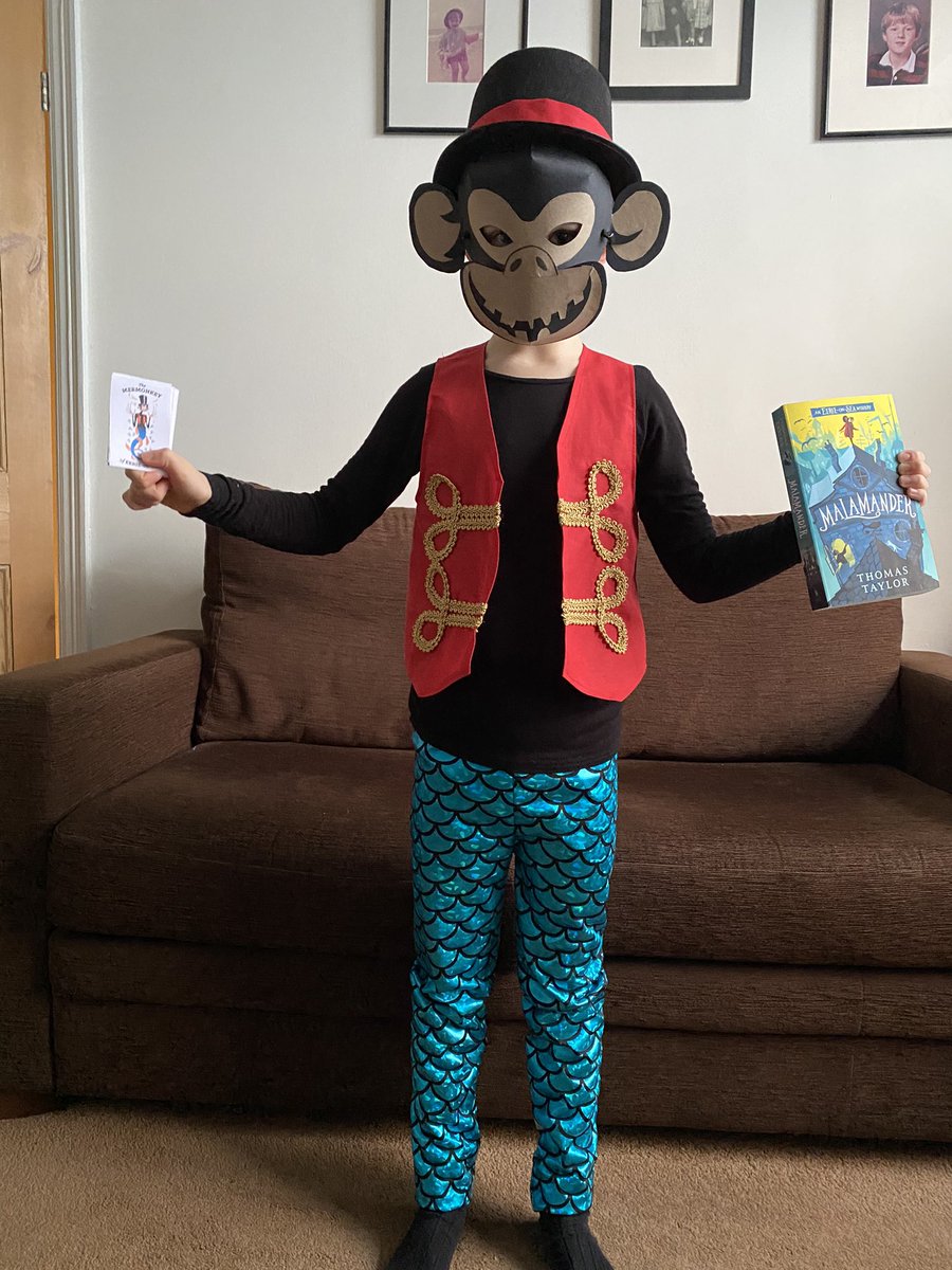 It’s been enormous fun watching our 7-year-old transform into <a href="/ThomasHTaylor/">Thomas Taylor</a>’s mermonkey from the Eerie-on-Sea book dispensary for #WorldBookDay. We have loved reading these books together and a character who gives people the books they need? Just perfect!