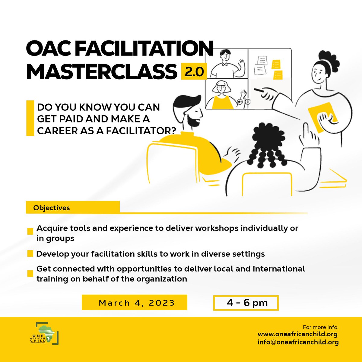 Two more days until our internal #Facilitation Masterclass!!

Experience trumps everything and we are excited to enhance the #capacity of our youth representatives to deliver effective programs for OneAfricanChild locally and globally.