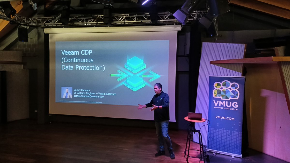 First session of the day with <a href="/razvancornel/">CornelRazvan Popescu</a> - Veeam Continuous Data Protection <a href="/VMUGRO/">VMUG Romania</a> <a href="/ravatheodor/">Razvan Ionescu</a>