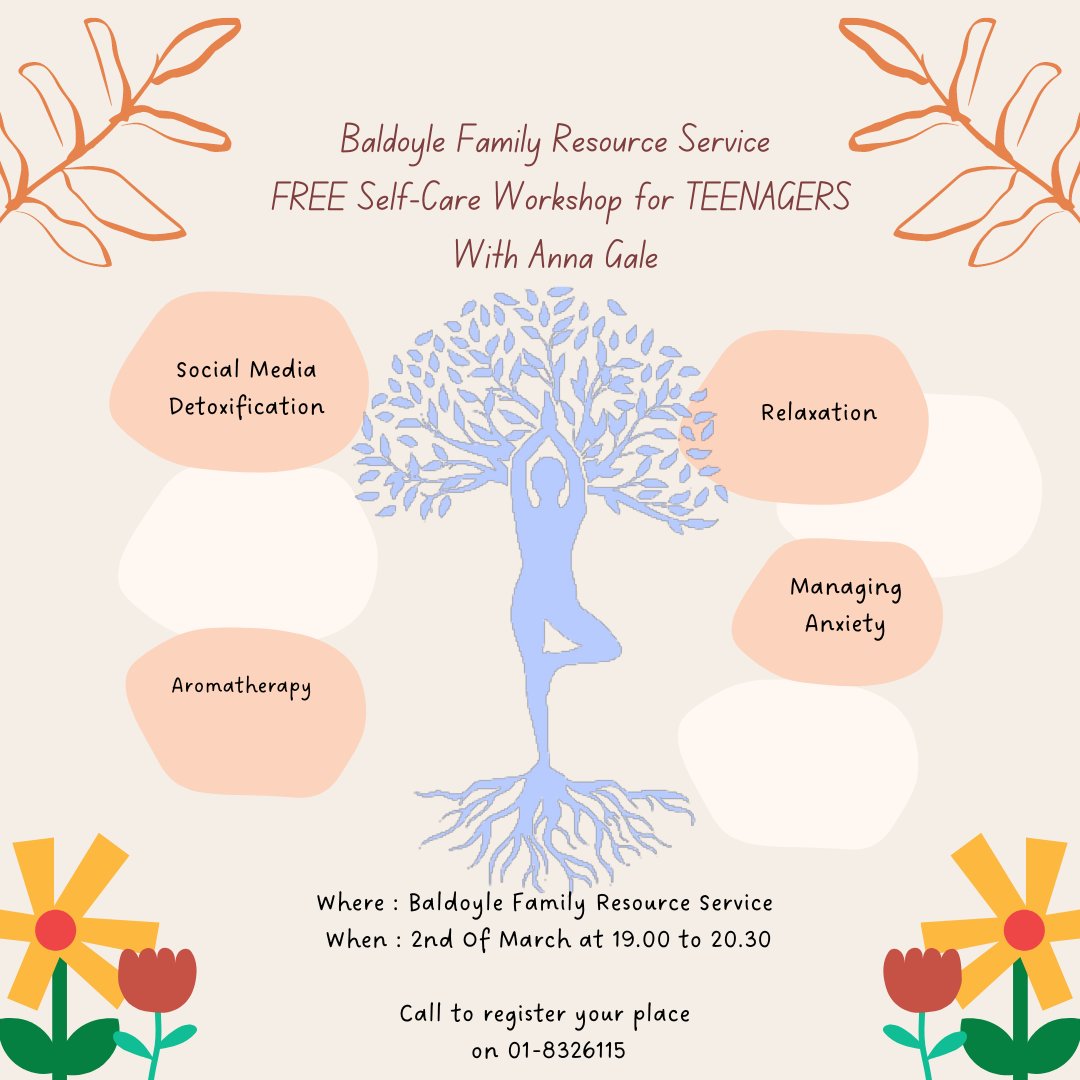 Baldoyle Family Resource Centre are hosting a free self care workshops for teenagers.  #Selfcare #BaldoyleFamilyResourceCentre