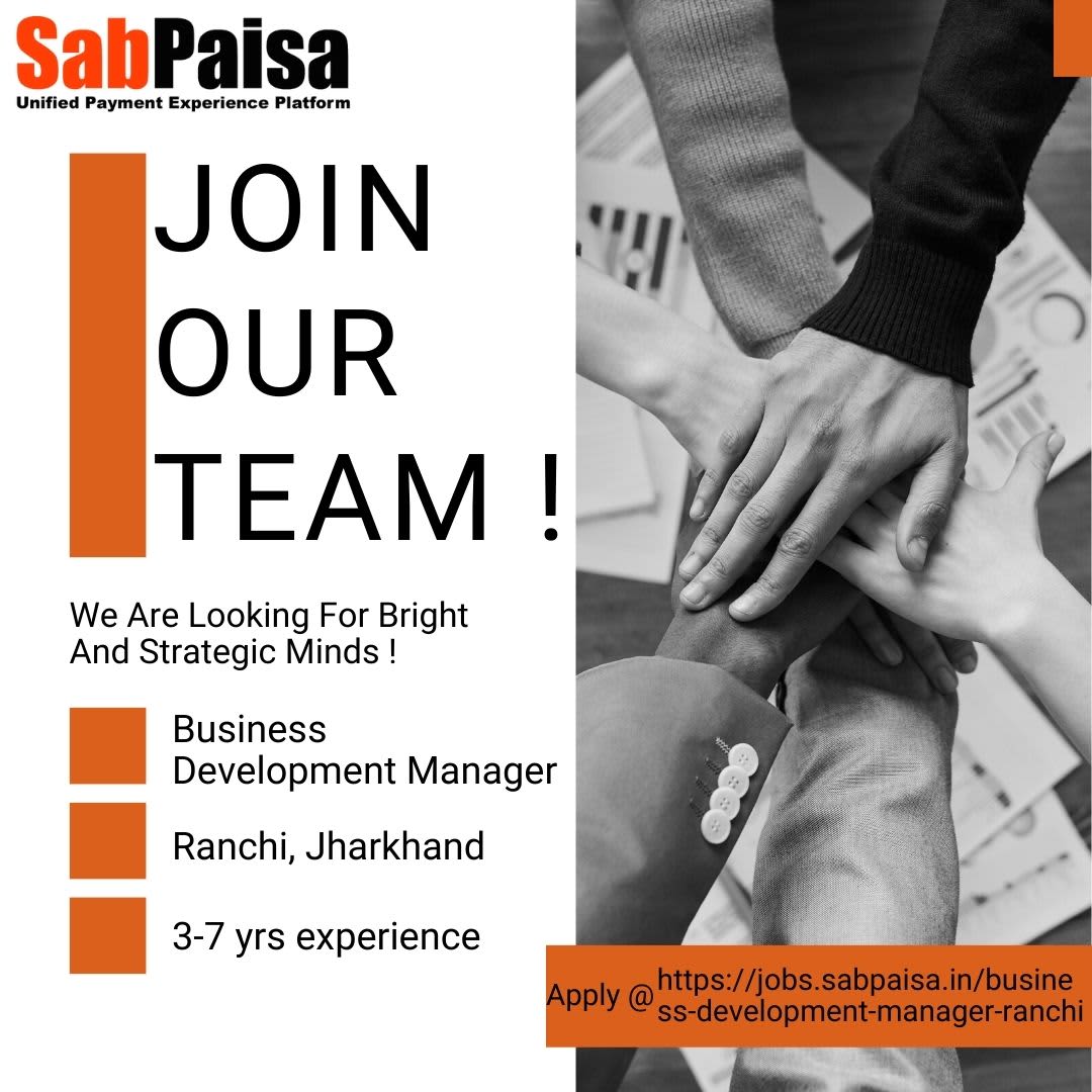 RajivMoti's tweet photo. Are you a master networker with a go-getter attitude? Then join our dynamic team at SabPaisa as the Business Development Manager in Ranchi. Share this post with others who might be interested!
https://t.co/kbinc9aVLb https://t.co/0wL7rrPG82
