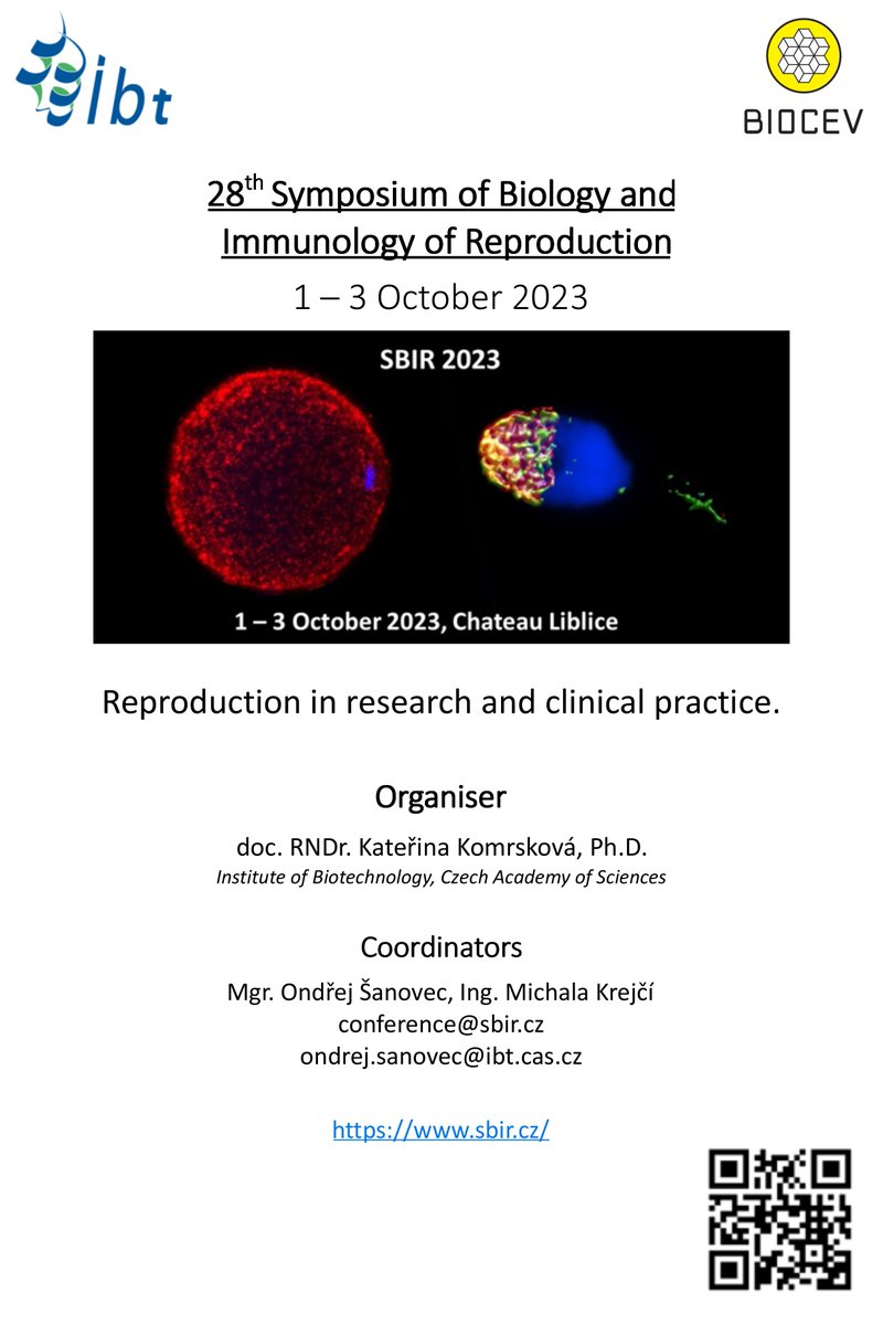 Laboratory of Reproductive Biology (@komrskovalab) on Twitter photo Join us in @chateauLiblice for another SBIR conference! We create a platform for researchers and clinicians to discuss ideas and share some inspiration.
This meeting is organized by the head of our laboratory <a href="/KomrskovaK/">Komrskova Katerina</a>
<a href="/IBT_CAS/">Institute of Biotechnology</a> <a href="/BIOCEV_science/">BIOCEV_SCIENCE</a> Join us in @chateauLiblice for another SBIR conference! We create a platform for researchers and clinicians to discuss ideas and share some inspiration.
This meeting is organized by the head of our laboratory <a href="/KomrskovaK/">Komrskova Katerina</a>
<a href="/IBT_CAS/">Institute of Biotechnology</a> <a href="/BIOCEV_science/">BIOCEV_SCIENCE</a>