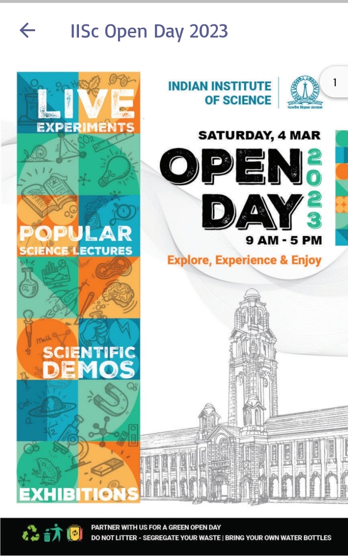 iiscbangalore's tweet image. To navigate the various events spread across departments on #IIScOpenDay2023, please download the Android app at: play.google.com/store/apps/det…