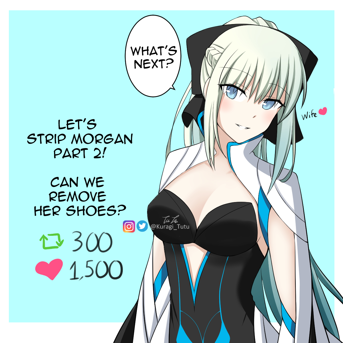 Ribbons are gone! Let's strip Morgan part 2! Can we remove her shoes next? 👀
#fgo #morgan #モルガン