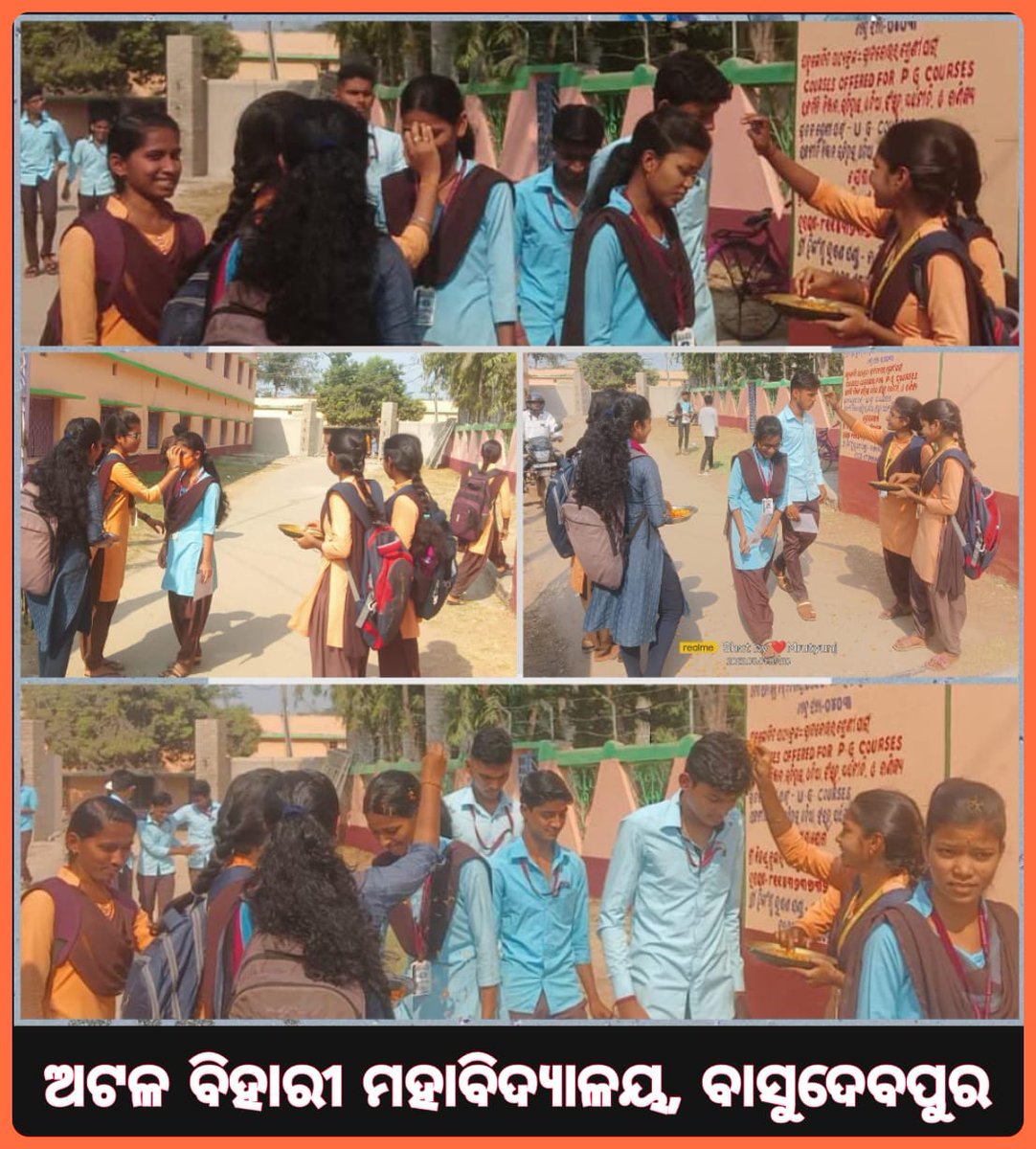 AbvpBhadrak's tweet photo. ଏବିଭିପି, ଭଦ୍ରକ ଜିଲ୍ଲା ବାସୁଦେବପୁର ନଗର ପକ୍ଷରୁ ଯୁକ୍ତ ଦୁଇ ଦ୍ୱିତୀୟ ବର୍ଷର ପରୀକ୍ଷା ଦେବାକୁ ଆସିଥିବା ଭାଈ ଭଉଣୀ ମାନଙ୍କୁ ତାଙ୍କ ପରୀକ୍ଷାରେ ସଫଳ ପ୍ରାପ୍ତି ନିମନ୍ତେ ସ୍ଥାନୀୟ ଅଟଳ ବିହାରି ମହାବିଦ୍ୟାଳୟ ପରିସରରେ ଫୁଲ ଚନ୍ଦନ ଦେଇ ଶୁଭେଚ୍ଛା ଜ୍ଞାପନ କରାଯାଇଛି
#ABVPForStudents
#BasudevpurABVP
#BhadrakABVP #ABVPOdisha https://t.co/wGtSHv9UJ7