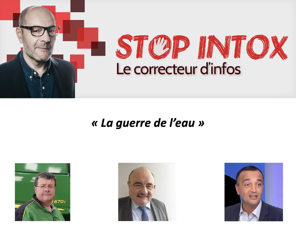 stop_intox's tweet photo. "La guerre de l'eau"

RDV à 10h05 dans le talk de @pascalperri avec
@FrancoisArnoux, Céréalier #agridemain #FrAgTw #Compositive, @PassionCereales
André Bernard, Président #chambagri Vaucluse @ChambagriFrance
@benoithartmann, Géographe spécialiste des questions environnementales https://t.co/vO980Gvyyt