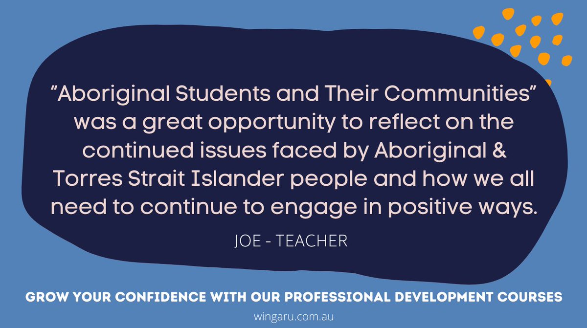 Build your knowledge at your pace with our online #ProfessionalDevelopment courses. Our courses are designed and delivered by #Aboriginal educators and meet the Australian Professional Standards for Teachers.

Visit wingaru.com.au/wingaru-teach.… to learn more about our courses.