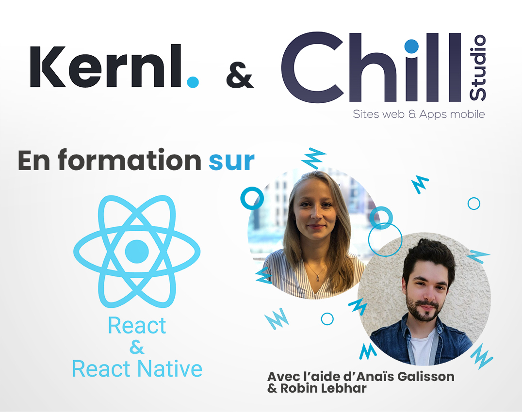 Il y a quelques semaines, la team KERNL était réunie autour de deux consultants spécialisés ReactJS et ReactNative, pour une demi-journée de formation sur ces frameworks et leurs bonnes pratiques 💪!
Merci Anaïs et Robin de chez Chill Studio !
chill-studio.fr
