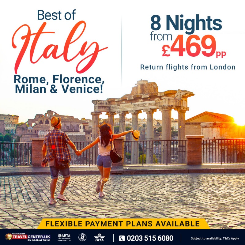 TravelCenter_UK's tweet photo. Take a break from the everyday rush and escape to the beauty of #Italy with this expertly crafted package to #Rome, #Florence, #Milan, and #Venice. 😍 ✈️

📲 Call us to book now - 0203 515 6080

#travel #holidaystoitaly #visititaly #citybreaks #holidays #explore #cheapholidays