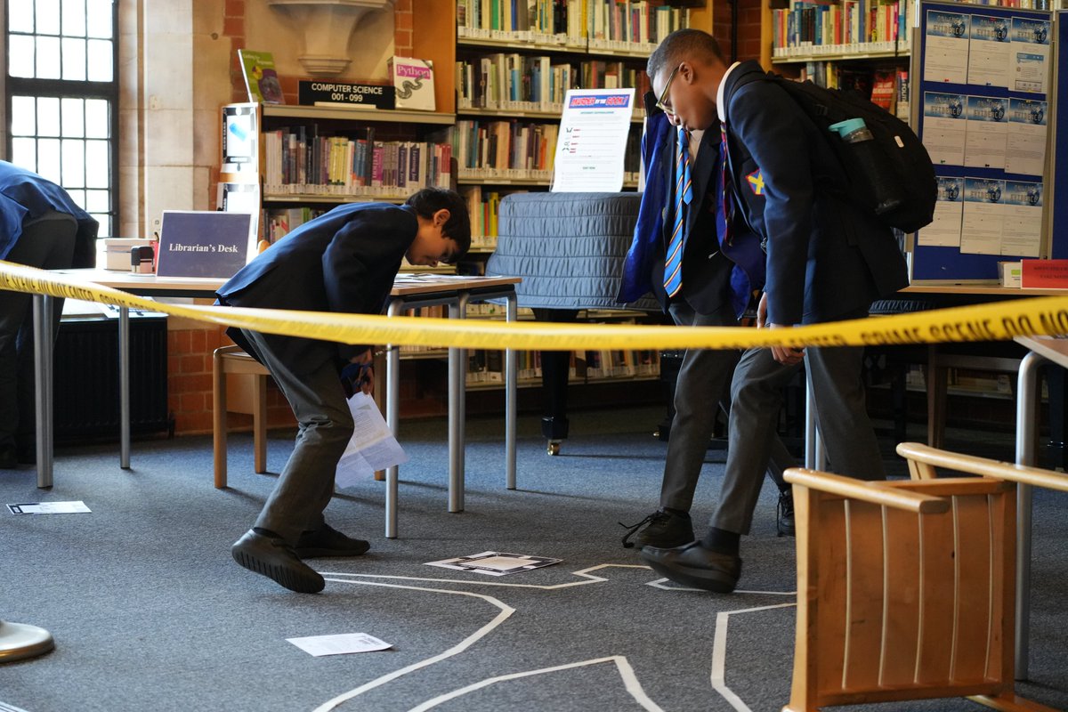 To mark #worldbookday pupils enjoyed investigating the murder mystery of (fictional) Library Assistant Miss Martha Terry.  During their break times they visited the crime scene and followed clues to solve the case in hope of winning a prize! #WBD23