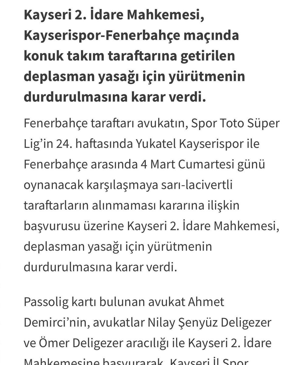 Mahkemeden seyirci yasağı kararı! Fenerbahçe taraftarı kazandı.💛🧿💛