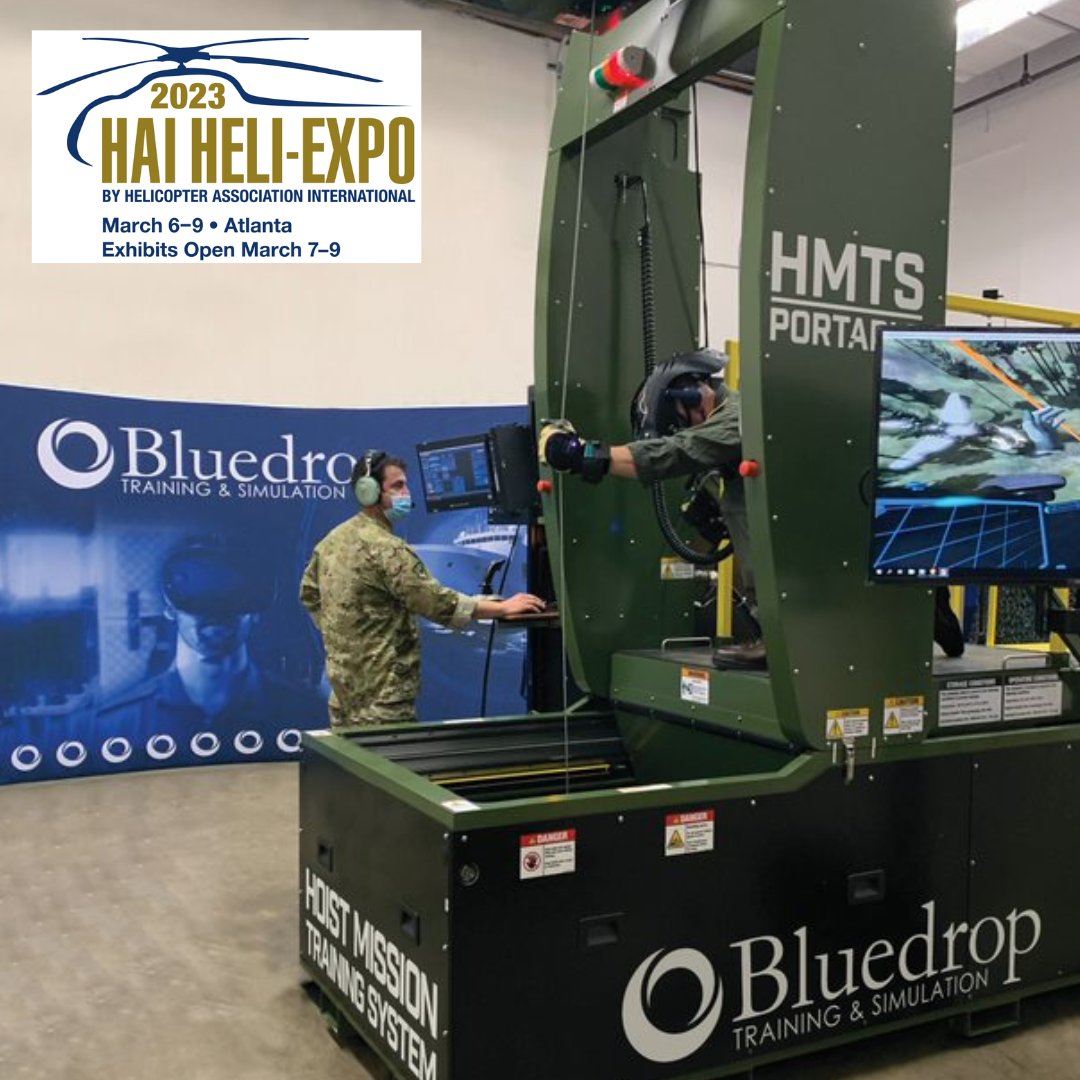 Bluedrop Training & Simulation (@bluedrop_btsi) on Twitter photo In less than 7 days Bluedrop will be exhibiting at @HeliAssoc Heli Expo from March 7-9 in Atlanta. 
Demos of our portable  HMTS  will be held on even hours throughout the show. 
For more info about the HMTS and other Bluedrop products and services be sure to stop by C3926! In less than 7 days Bluedrop will be exhibiting at @HeliAssoc Heli Expo from March 7-9 in Atlanta. 
Demos of our portable  HMTS  will be held on even hours throughout the show. 
For more info about the HMTS and other Bluedrop products and services be sure to stop by C3926!