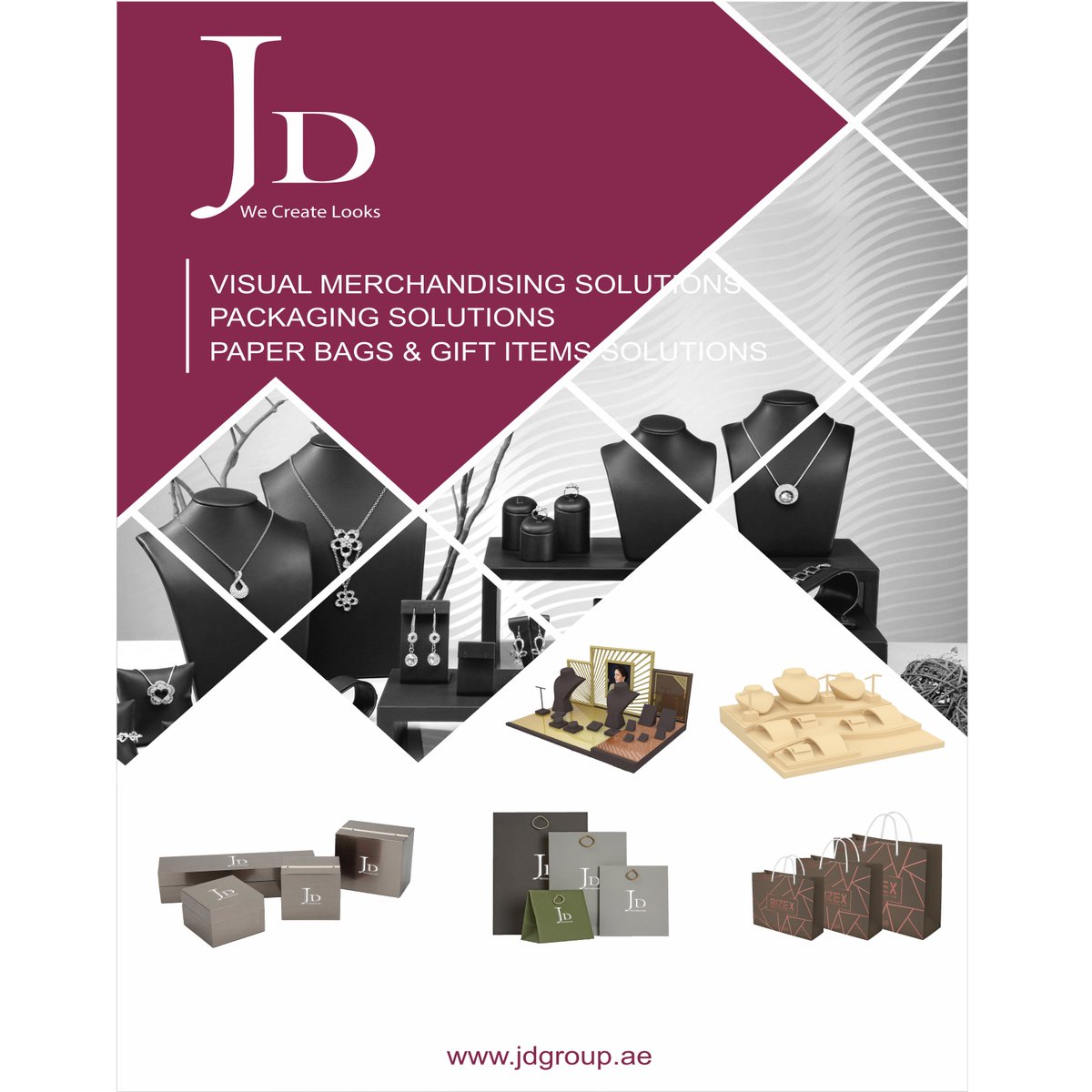 JD we create looks,
Your complete solutions provider for visual merchandising, packaging, paper bags and gift items..

#Jdgroup #solutionsprovider #visualmerchandisingsolution
#Packagingsolution #paperbags #giftitemssolutions