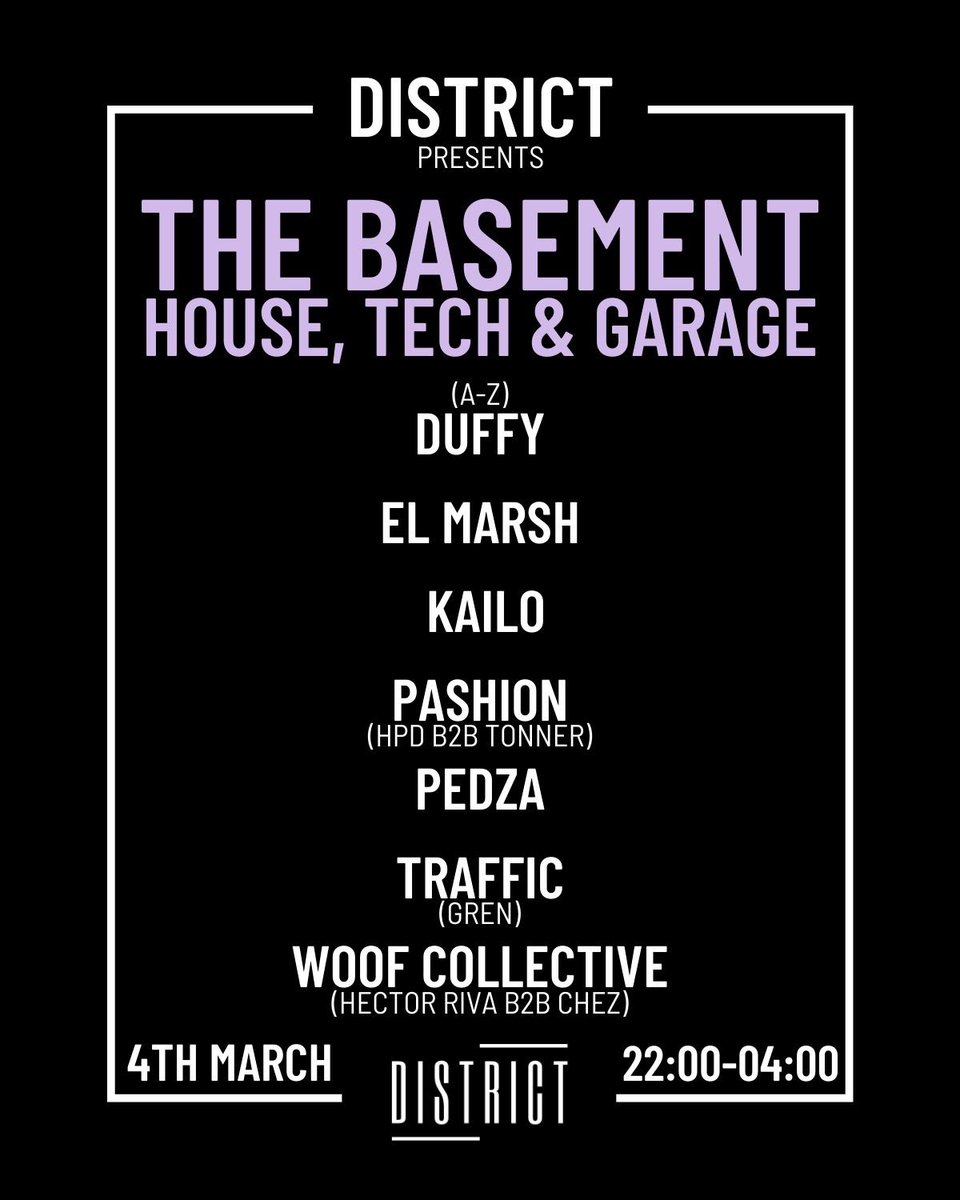 Cardiff📍04/03/23 

I’ll be playing at District Cardiff again this weekend, taking over The Basement floor alongside 8 other incredible DJ’s. 

What a biggg weekend it’ll be for dance music in Cardiff!! Kick off is 10pm 🔥🚀