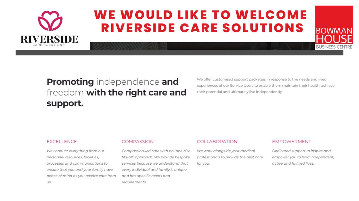Bowman_House's tweet image. Bowman House would like to welcome Riverside Care Solutions to the business centre. #care #caresolutions @TotalSwindon
@SwinWildcats
@SmallBizSatUK
@smallbizshoutUK
@WiltsHour
@WorkWiltshire
@SocWorkplaces
@BizBuzzOxon
@TValleyChambe
@RWBTC