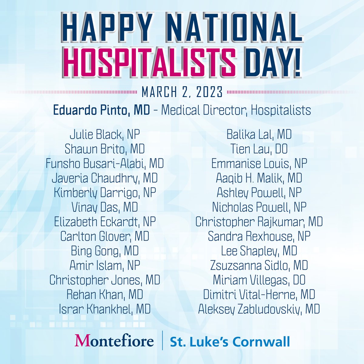 Montefiore St. Luke’s Cornwall on Twitter "Happy National Hospitalists
