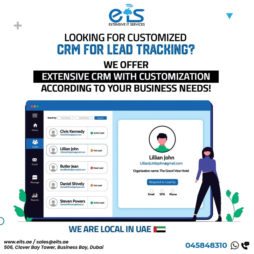 EitsUae's tweet photo. Looking for Customized CRM for Lead Tracking ?
We are Local in UAE🇦🇪
📞 +971 4 584 8310
📩 info@eits.com
🌐https://t.co/q1rePyahMu
#CRM #crmsoftware #crmsolutions #itservices #extensiveitservices #eis #dubai #uae #realestateagent #leadstracking #leadtrackingtool #crmtool #office https://t.co/jzVHTE9uHW