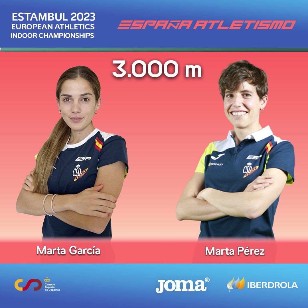 Las Martas buscan un sitio en la final del <a href="/euroindoor2023/">EuroIndoor 2023 Istanbul</a> 

➡️ 3000m 🚺 1ª ronda

18:30 ⏰ Eliminatoria 1 ➡️ <a href="/martapm93/">Marta Pérez</a>
18:43 ⏰ Eliminatoria 2 ➡️ @MartaGGMA

#EspañaAtletismo #PasiónPorCompetir